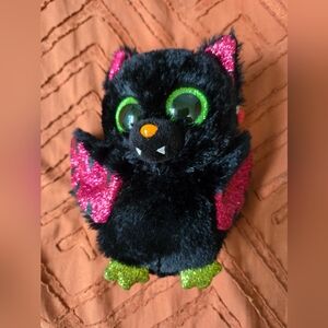 Black & Purple Plush Halloween Bat with Glittery Wings TY Beanie Boo